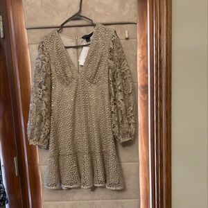 French Connection Beige Lace Sequin Mini Dress - Size 6 - NWT
